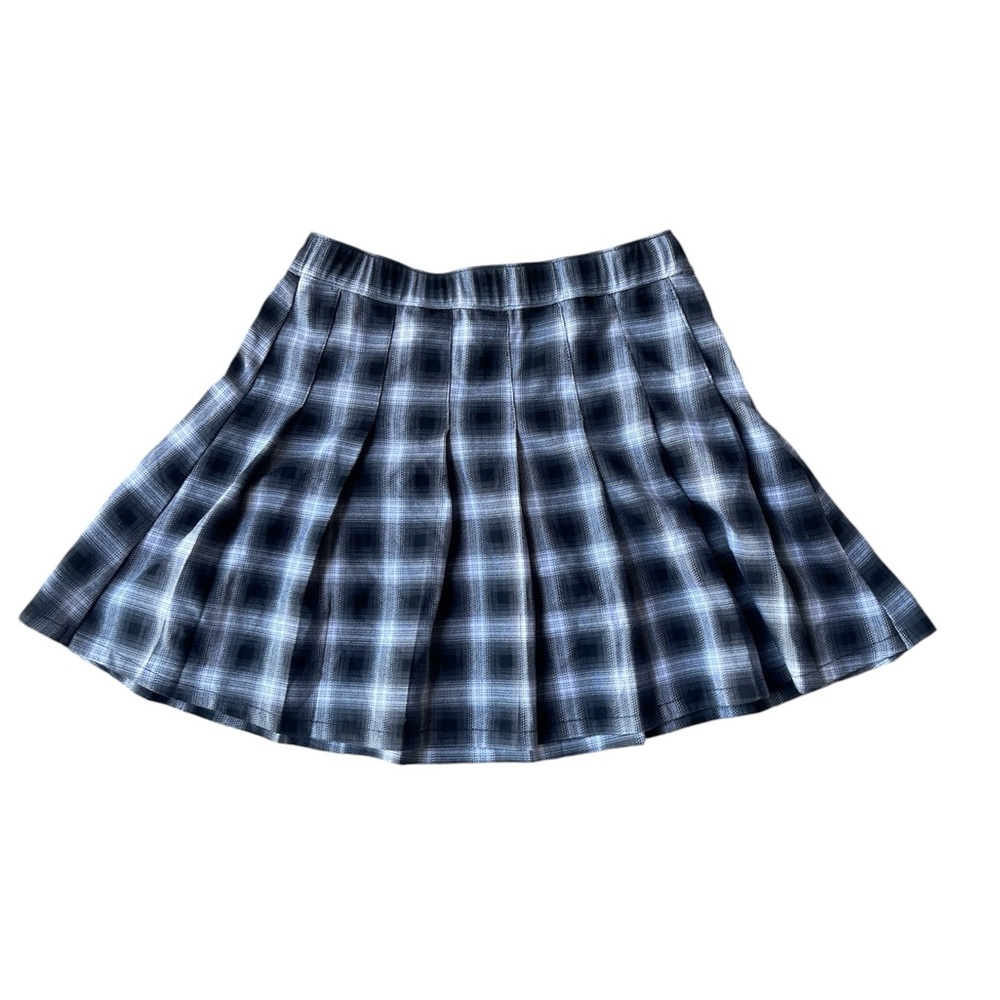Black and Grey Pleated Mini Skirt